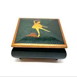 Vintage Wood inlay ballerina jewelry music box